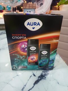 Набор подарочный для мужчин, Aura, Энергия спорта, гель для душа 3в1, 250 мл + гель для душа 3в1, 250 мл - фото 1 от пользователя