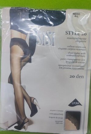 Колготки Sisi, Style, 20 DEN, р. 4, nero/черные, с ажурными трусиками и прозрачным мыском - фото 1 от пользователя