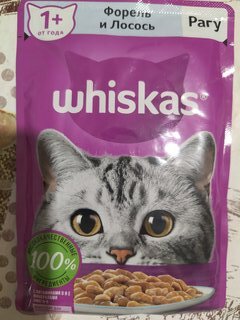 Корм для животных Whiskas, 75 г, для взрослых кошек 1+, рагу, форель/лосось, пауч, G8476 - фото 4 от пользователя