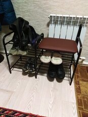 Полка для обуви, металл, 3 секции, 79х33х50 см, с сиденьем, медный антик, Nika, ЭТЛ3 - фото 6 от пользователя