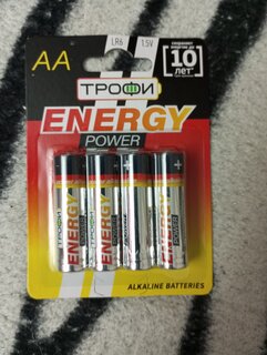 Батарейка Трофи, АА (LR6, 15A), Energy Power Alkaline, щелочная, 1.5 В, блистер, 4 шт, C0034657 - фото 9 от пользователя