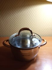 Кастрюля нержавеющая сталь, 2.6 л, с крышкой, крышка стекло, Daniks, Мадрид Gold, SD-318G, индукция - фото 3 от пользователя