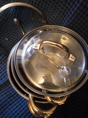 Кастрюля нержавеющая сталь, 5.9 л, с крышкой, крышка стекло, Daniks, Мадрид Gold, SD-324G, индукция - фото 5 от пользователя