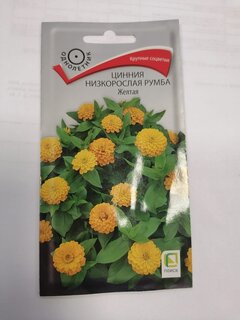 Семена Цветы, Цинния, Румба Жёлтая, 0.1 г, низкорослая, многоцветковая, красная, цветная упаковка, Поиск - фото 4 от пользователя