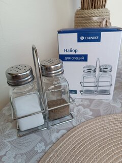 Набор для специй стекло, металл, 9.5 см, 2 шт, с подставкой, Daniks, FPSP/2T - фото 9 от пользователя