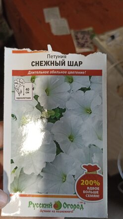 Семена Цветы, Петуния, Снежный шар, 0.2 г, 200%, цветная упаковка, Русский огород - фото 3 от пользователя