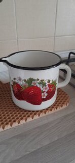 Кружка сталь, 1 л, Клубника садовая, Керченский металлургический завод, 40104-072/4, белая - фото 4 от пользователя