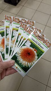 Семена Цветы, Календула, Каблуна Эприкот, 0.5 г, цветная упаковка, Русский огород - фото 1 от пользователя