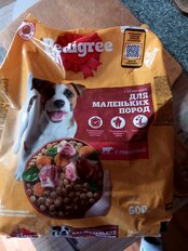 Корм для животных Pedigree, 600 г, для собак миниатюрных пород, сухой, говядина, 7585 - фото 1 от пользователя