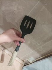 Лопатка кулинарная нейлон, с прорезями, навеска, бежевая, Daniks, Аликанте, JA20200491-1 - фото 3 от пользователя
