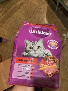 Корм для животных Whiskas, 1900 г, для взрослых кошек 1+, сухой, говяжий паштет, подушечки с паштетом, пакет, G3657 - фото 2 от пользователя