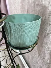 Горшок для цветов пластик, 4.5 л, 21х16.5 см, фисташковый, Idea, Вязание, М 3122 - фото 2 от пользователя