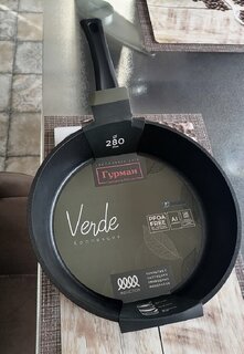 Сковорода литой алюминий, 28 см, антипригарное покрытие, Гурман, Verde, черная, индукция, ГМ2801 ВИ - фото 8 от пользователя