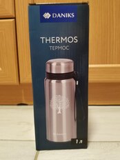 Термос нержавеющая сталь, 1 л, универсальная горловина, Daniks, колба нержавеющая сталь, серебристый, SL-100DD - фото 9 от пользователя