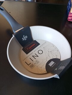 Сковорода литой алюминий, 22 см, антипригарное покрытие, Гурман, Lino, индукция, ГМ2201ЛИ - фото 2 от пользователя