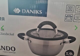 Кастрюля нержавеющая сталь, 3.7 л, с крышкой, крышка стекло, Daniks, Орландо, GS-01435-20CA, индукция - фото 2 от пользователя