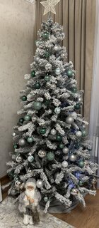 Елка новогодняя напольная, 220 см, Лена заснеженная, ель, зеленая, хвоя ПВХ пленка, J21-220 - фото 1 от пользователя