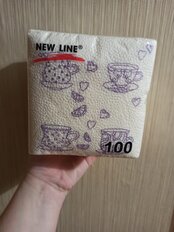 Салфетки бумажные New Line, Чашка кофе, 100 шт, 24х24 см, в ассортименте - фото 2 от пользователя