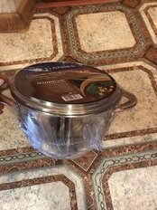 Кастрюля нержавеющая сталь, 2.6 л, с крышкой, крышка стекло, Daniks, Мадрид Gold, SD-318G, индукция - фото 6 от пользователя