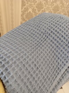 Полотенце банное вафельное 70х140 см, 100% хлопок, 290 г/м2, Лайт, Silvano, небесное, Узбекистан - фото 3 от пользователя