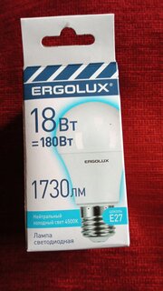Лампа светодиодная E27, 18 Вт, 180 Вт, 220 В, груша, 4500 К, нейтральный белый свет, Ergolux - фото 8 от пользователя