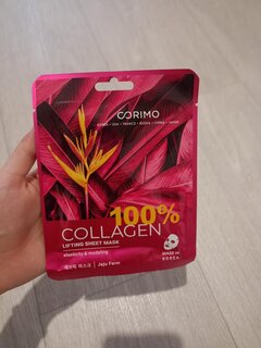 Маска для лица, Corimo, Лифтинг, тканевая, 22 г, 100% Collagen - фото 3 от пользователя