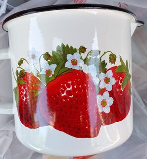 Кружка сталь, 1 л, Клубника садовая, Керченский металлургический завод, 40104-072/4, белая - фото 5 от пользователя