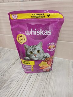 Корм для животных Whiskas, 800 г, для взрослых кошек 1+, сухой, курица/индейка, подушечки с паштетом, пакет - фото 3 от пользователя