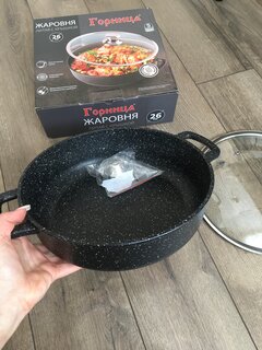 Жаровня алюминий, 26 см, 3 л, антипригарное покрытие, Горница, Induction Гранит, Иж2611аг, с крышкой, индукция - фото 2 от пользователя