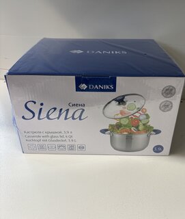 Кастрюля нержавеющая сталь, 3.9 л, с крышкой, крышка стекло, Daniks, Сиена, SD-A93-20, индукция - фото 5 от пользователя