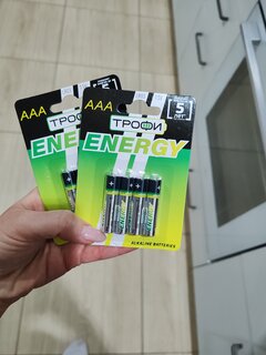 Батарейка Трофи, ААА (LR03, 24A), Energy Alkaline, щелочная, 1.5 В, блистер, 4 шт, Б0017044 - фото 1 от пользователя