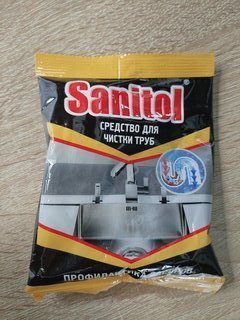 Средство от засоров Sanitol, порошок, 90 г, сухое - фото 1 от пользователя