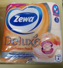 Туалетная бумага Zewa, Deluxe, 3 слоя, 4 шт, 18.8 м, с втулкой, персик - фото 7 от пользователя