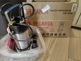 Насос фекальный, Ресанта, 250 Вт, глубина погружения 5 м, максимальный напор 7.5 м, 9 м³/ч, НФ-9000 - фото 1 от пользователя