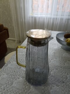 Кувшин стекло, 1.8 л, с крышкой, Мэджик, B050177, прозрачный с золотом - фото 4 от пользователя