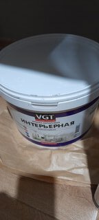 Краска воднодисперсионная, VGT, акриловая, интерьерная, влагостойкая, матовая, белоснежная, 15 кг - фото 9 от пользователя