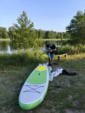 Доска Sup надувной 384х84х15 см, двойной ПВХ, в сумке с насосом, веслом и лиш, 160 кг, W-18 - фото 1 от пользователя