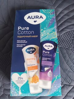 Набор подарочный для женщин, Aura, Pure Cotton, крем для рук питательный, 75 мл + крем для рук ночной, 75 мл - фото 4 от пользователя