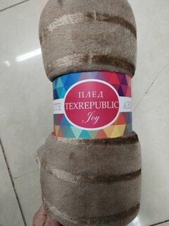 Плед евро, 200х220 см, фланель, 100% полиэстер, Texrepublic, Страйп, коричневый, 95445 - фото 1 от пользователя