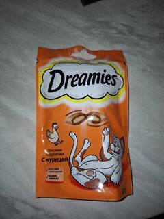 Корм для животных Dreamies, 60 г, для кошек, лакомство, курица, 52351 - фото 3 от пользователя