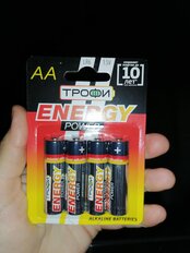 Батарейка Трофи, АА (LR6, 15A), Energy Power Alkaline, щелочная, 1.5 В, блистер, 4 шт, C0034657 - фото 2 от пользователя