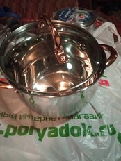 Кастрюля нержавеющая сталь, 3.6 л, с крышкой, крышка стекло, Daniks, Мадрид Gold, SD-320G, индукция - фото 7 от пользователя