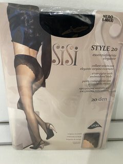 Колготки Sisi, Style, 20 DEN, р. 5, nero/черные, с ажурными трусиками и прозрачным мыском - фото 1 от пользователя