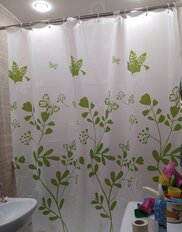 Штора для ванн 180х180 см, полиэстер, Веточки зеленые, STSC1022 - фото 4 от пользователя