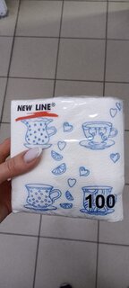 Салфетки бумажные New Line, Чашка кофе, 100 шт, 24х24 см, в ассортименте - фото 2 от пользователя