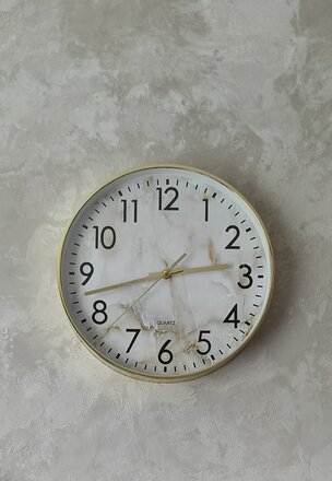 Часы настенные, кварцевые, 30 см, круглые, пластик, стекло, бежевые, Мрамор, Y4-5133 - фото 2 от пользователя