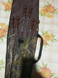 Шампур лезвие плоское, 6 шт, 630х450х10х3 мм, нержавеющая сталь, рукоятка лакированое дерево, Колчан, в чехле, 2К-272 - фото 8 от пользователя