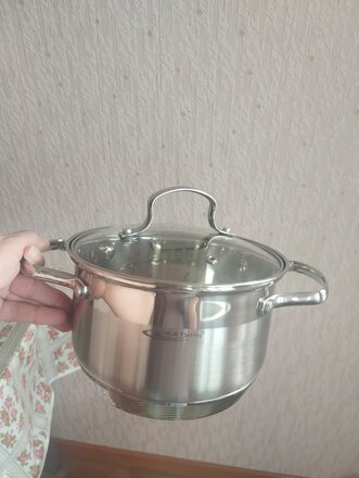 Кастрюля нержавеющая сталь, 2.5 л, с крышкой, крышка стекло, Катунь, Гамма, КТ20-D-18, индукция - фото 4 от пользователя