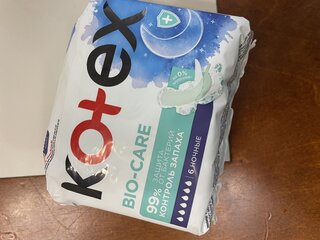 Прокладки женские Kotex, Bio-Care, ночные, 6 шт, 9426151 - фото 4 от пользователя