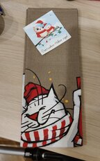 Полотенце кухонное 35х60 см, 270 г/м2, 100% хлопок, Новогодние краски Котик с подарками, Узбекистан, AI-1504020 - фото 1 от пользователя
